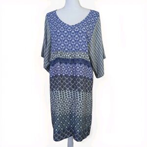 Prana Kyrie Dress Womens S Blue White Print Lightweight Coverup Casual